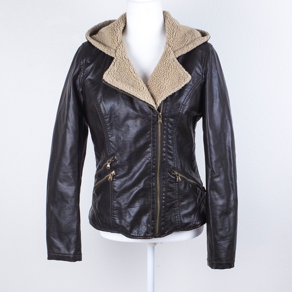 Levi's Jackets & Coats | Levis Vegan Leather Sherpa Hooded Moto Jacket | Poshmark